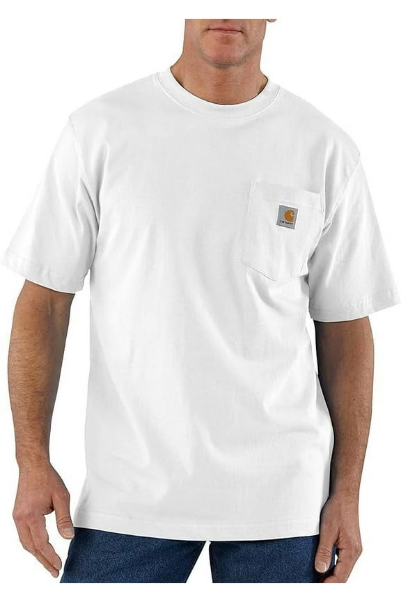 Men's Loose Fit Heavyweight Short-Sleeve Pocket T-Shirt, White, Size: S-5XL