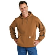 CARHARTT Men's Loose Fit Midweight Logo Sleeve Graphic Hooded Sweatshirt Big And Brown Large US