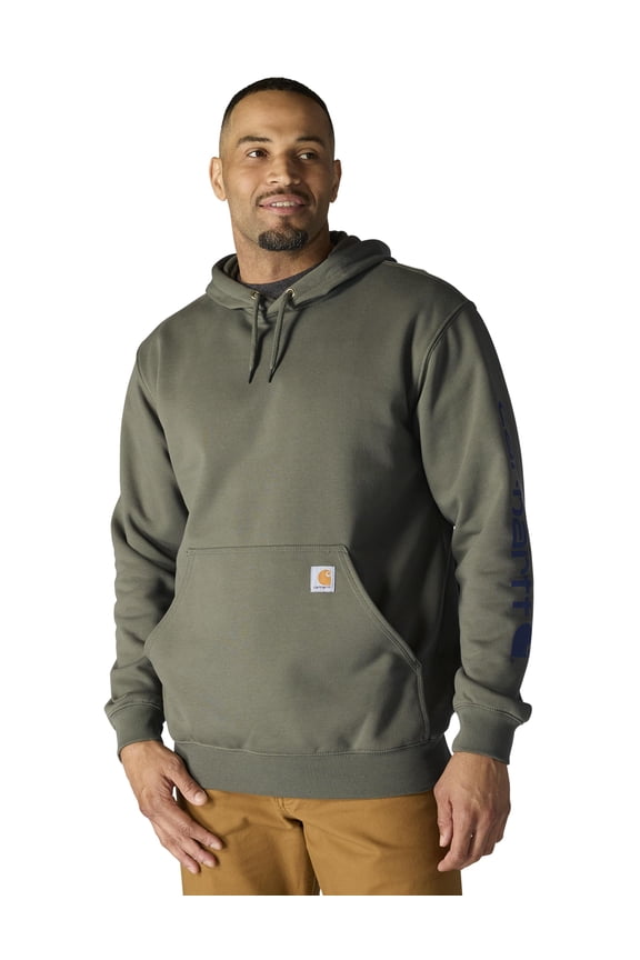 Men's Loose Fit Midweight Logo Sleeve Graphic Sweatshirt, Dusty Olive, 3XL, K288-DOV