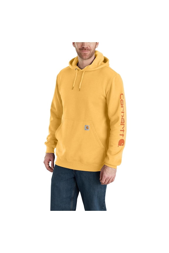 Men's Loose Fit Midweight Logo Sleeve Graphic Sweatshirt, Vivid Yellow Heather, Medium