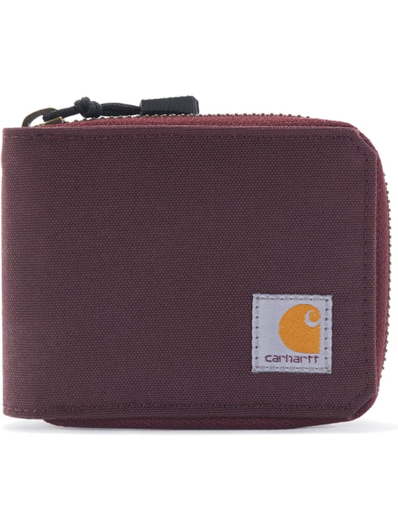 Men's Nylon Duck Zipper Wallet, 500D CORDURA Bifold with Rain Defender DWR & RFID Blocking, Deep Wine