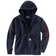 Carhartt Mens Rain Defender&Reg; Loose Fit Fleece-Lined Logo Graphic Jacket Navy Small US