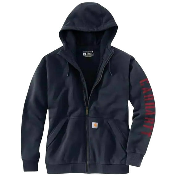 Carhartt Men's Rain Defender&Reg; Loose Fit Fleece-Lined Logo Graphic Jacket Navy X-Large US