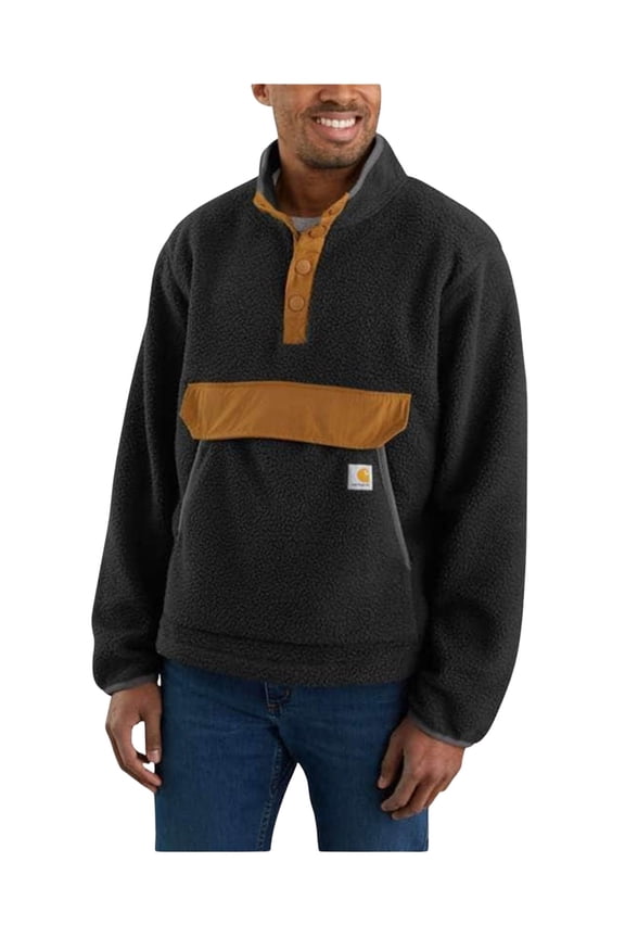 Men's Relaxed Fit Quarter-Snap Fleece Pullover Black X-Large US