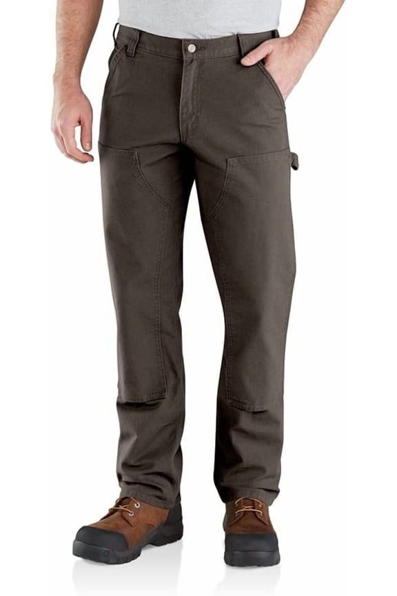 Men's Relaxed Straight Rugged Flex Duck Double-Front Utility Pants Dark Coffee, W44 x L34