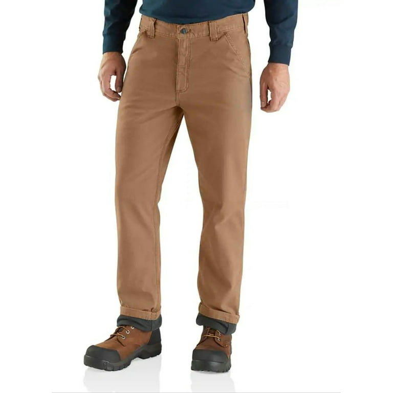 Carhartt Men's Rugged Flex Relaxed Fit Canvas Flannel Pant Dark Khaki Size  40x30 