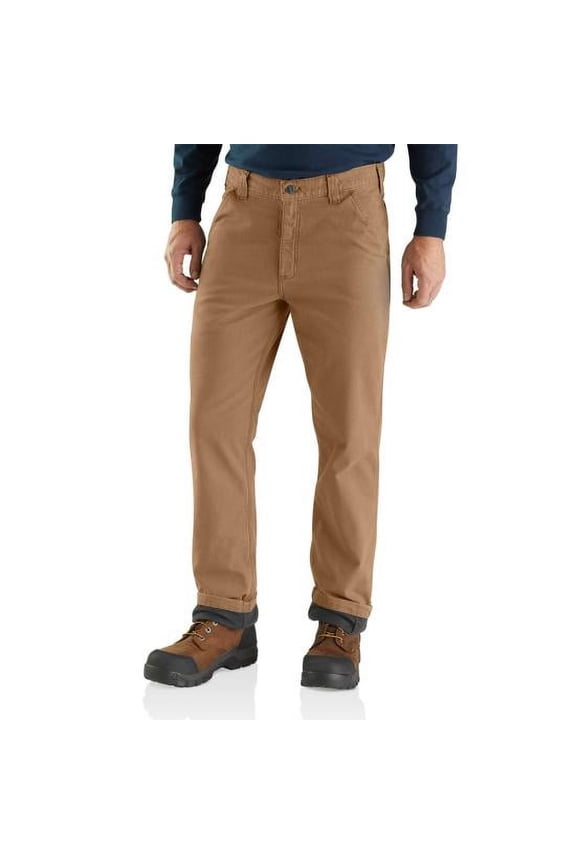Men's Rugged Flex Relaxed Fit Canvas Knit-Lined Utility Work Pants 42X30