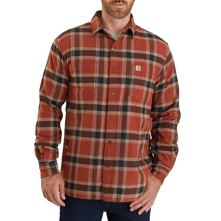 Carhartt Men s Rugged Flex Relaxed Fit Flannel Fleece Lined Plaid Shirt