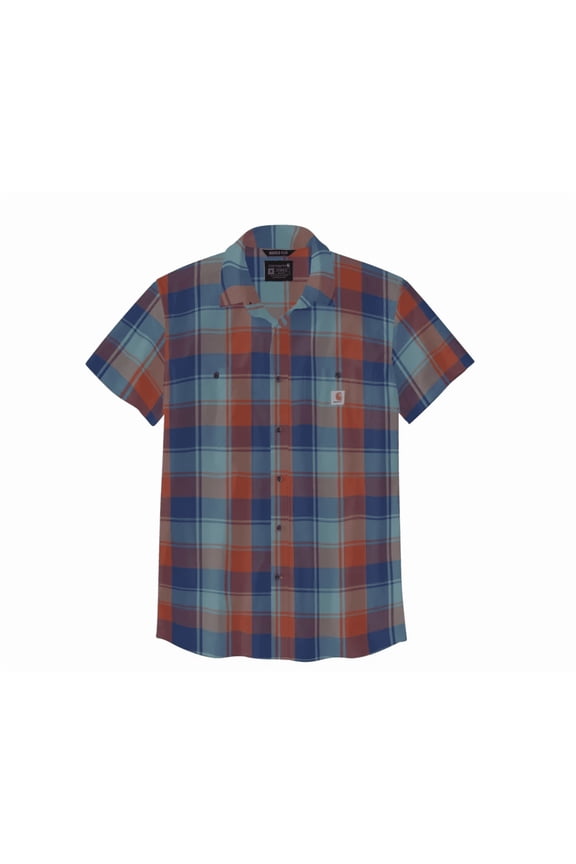 Men's Rugged Flex Relaxed Fit Lightweight Plaid Short-Sleeve Button-Down Shirt