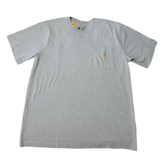Carhartt Men's Soft Crew Neck Relaxed Fit Short Sleeve Front Pocket Tee (Grey, M)