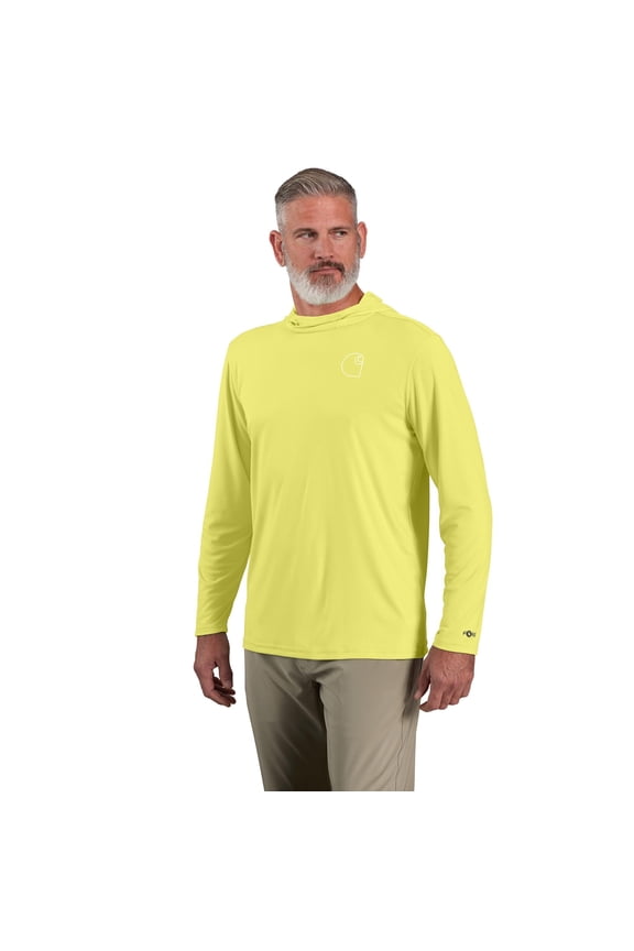 Men's Standard Force Sun Defender Lightweight Long-Sleeve Hooded Logo Graphic T-Shirt, Citrus, XX-Large