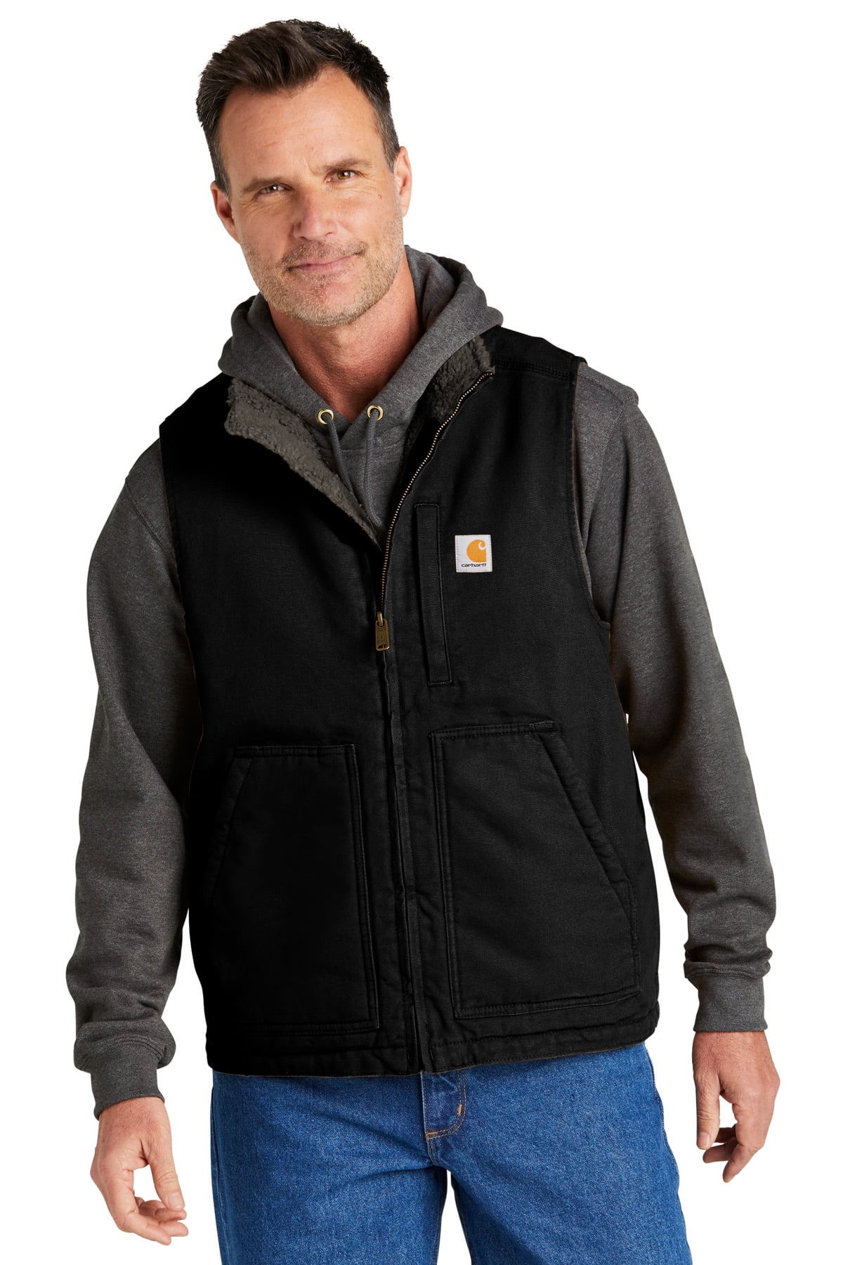 【イチオシ】Carhartt Mock Neck Duck Vest Loose Fit Washed Duck Sherpa-Lined Mock-Neck Vest | Carhartt
