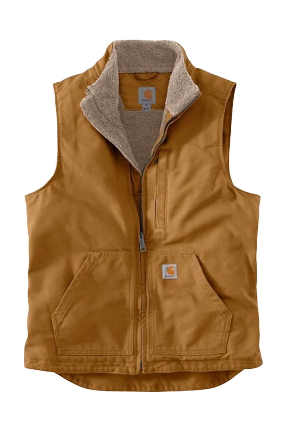 Men's Washed Duck Sherpa-Lined Mockneck Vest