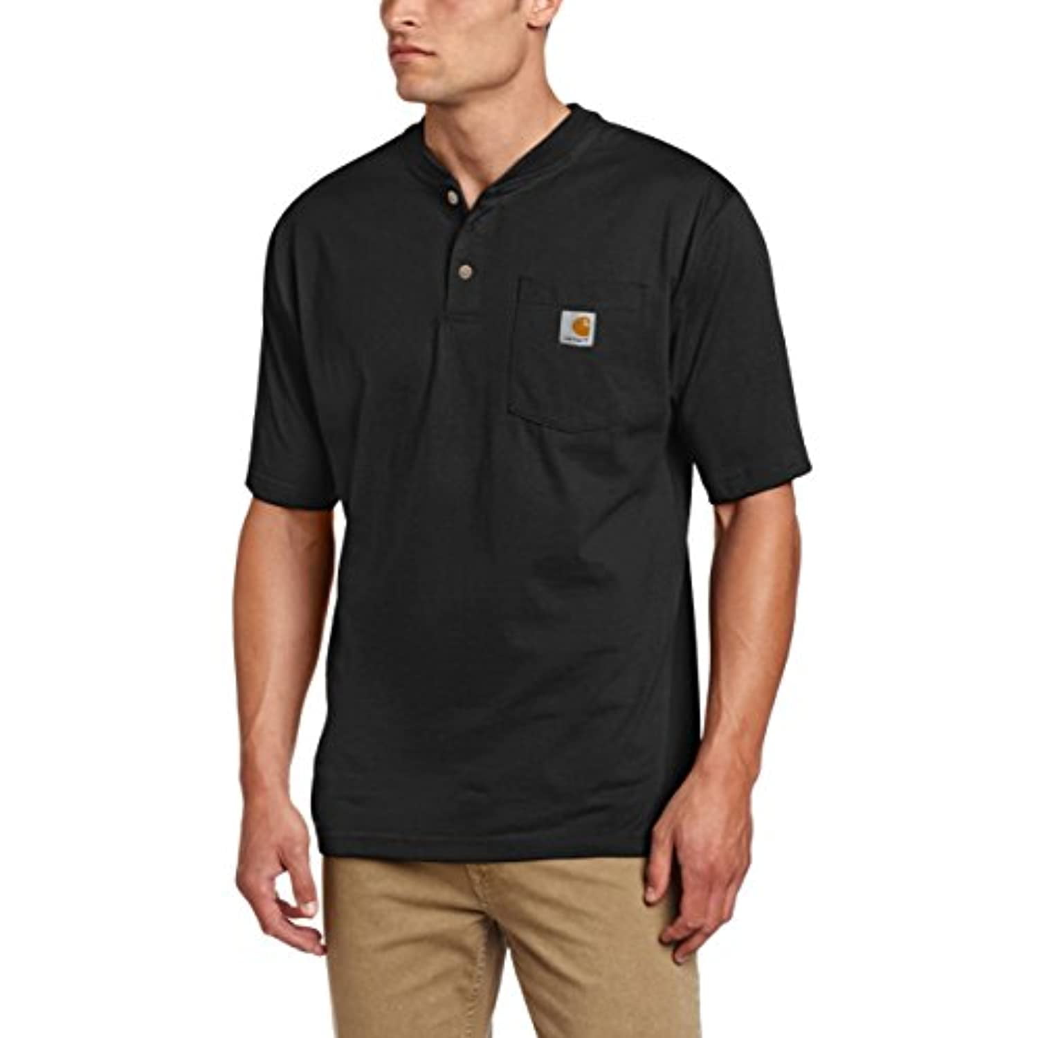 Carhartt Men's Workwear Pocket Henley Shirt, Black, Large/Tall