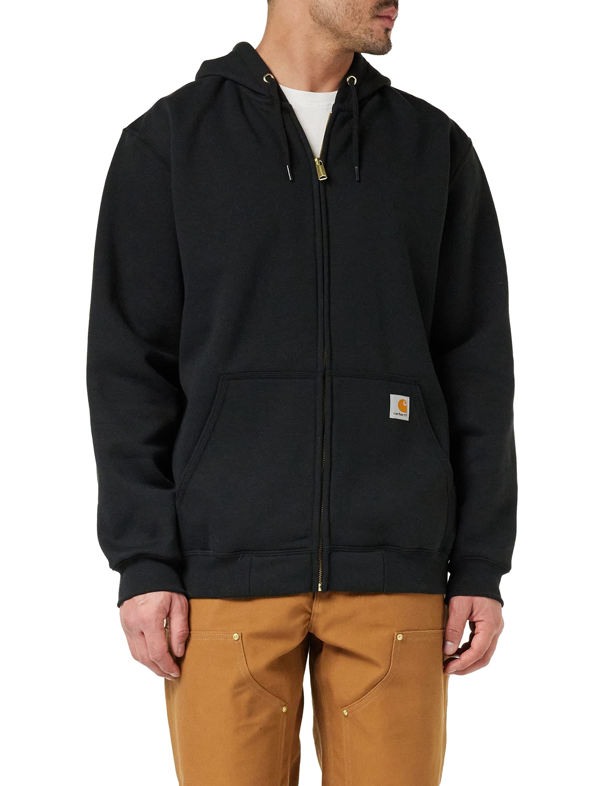 Mens Loose Fit Midweight Full-Zip Sweatshirt Fashion Hoodies, Black, Large US CA2