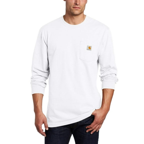 Carhartt Mens Workwear Midweight Jersey Pocket Long-Sleeve T-Shirt, White, M