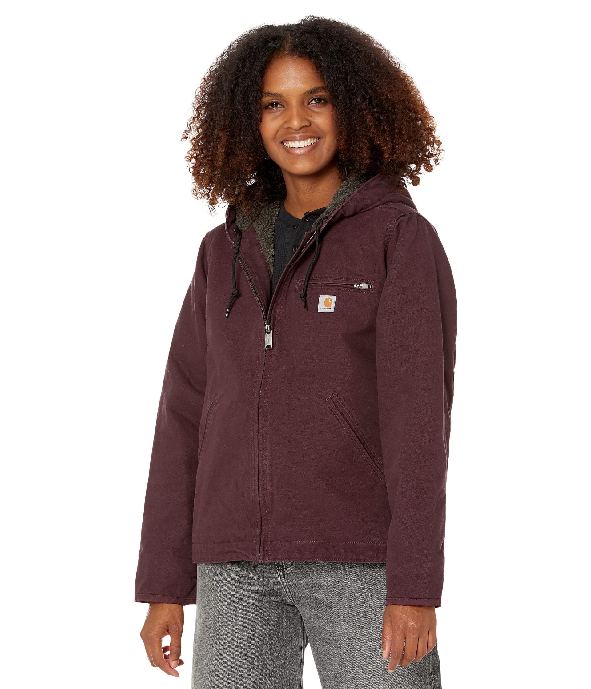 Carhartt OJ141 Sherpa Lined Hooded Jacket (Womens, Blackberry, 2XL