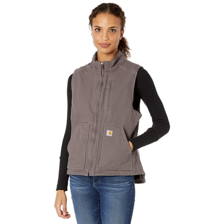 Carhartt OV277 Sherpa Lined Mock Neck Vest Womens Taupe Gray 2XL One Size Walmart