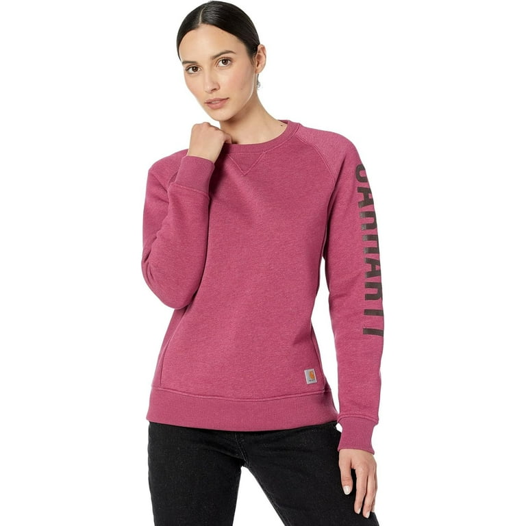 Carhartt Relaxed Fit Midweight Crew Neck Block Logo Sleeve Graphic Sweatshirt Beet Red Heather MD Walmart