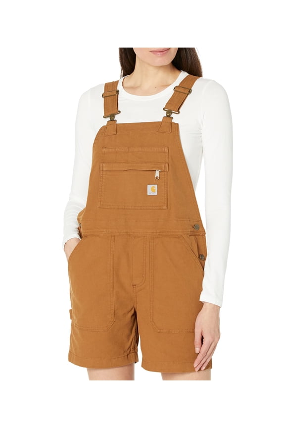 Rugged Flex Relaxed Fit Canvas Shortall (Womens, Carhartt Brown, 2XL Short, One Size)