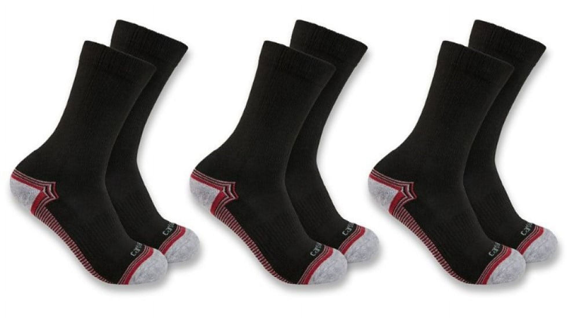 Carhartt SC6423WBLK-M Women's Force Performance Crew Work Socks Size Medium, Black, 3-Pair
