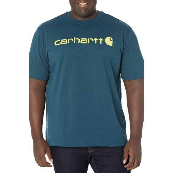 Carhartt Signature Logo S/FS T-Shirt (Mens, Night Blue Heather, SM (Reg), One Size)