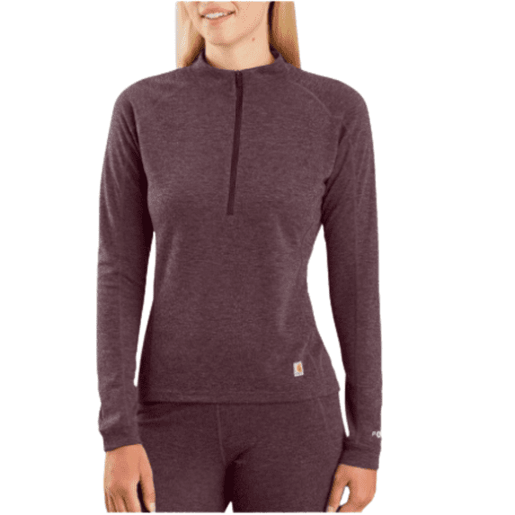 Carhartt Women's Force Heavyweight Quarter-Zip Thermal Base Layer Long Sleeve Deep Wine Heather Large