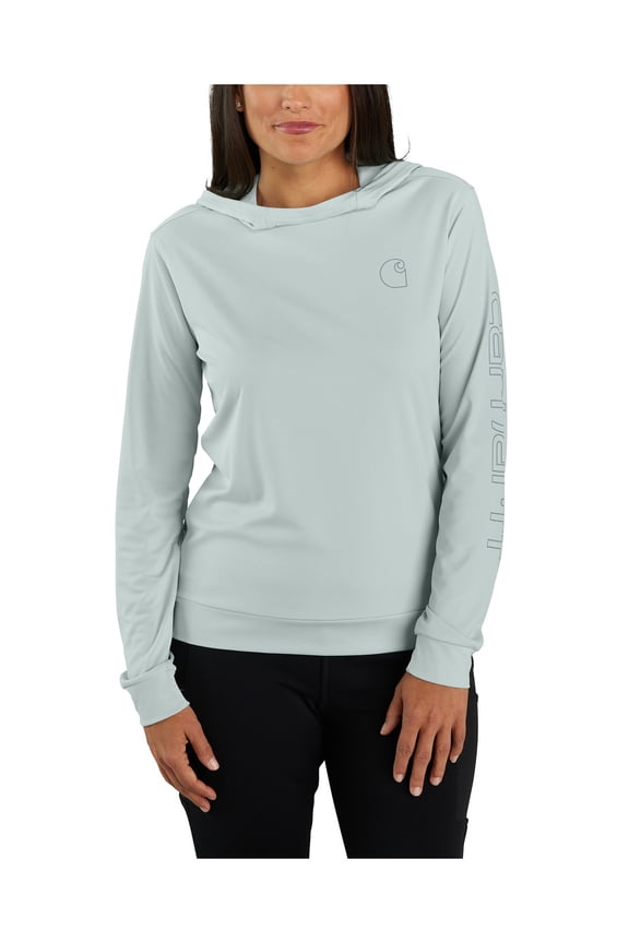 Women's Force Sun Defender Relaxed Fit Lightweight Logo Hooded Graphic Seafoam X-Large