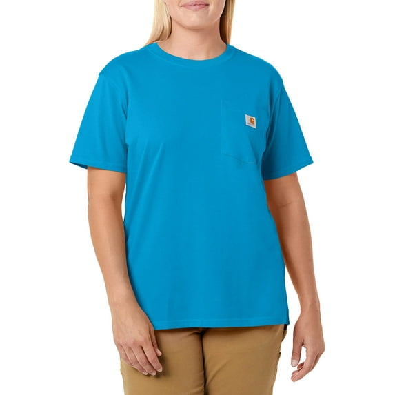 Carhartt Women's Loose Fit Heavyweight Short-Sleeve Pocket T-Shirt Also Available in Plus Sizes, Marine Blue, Medium