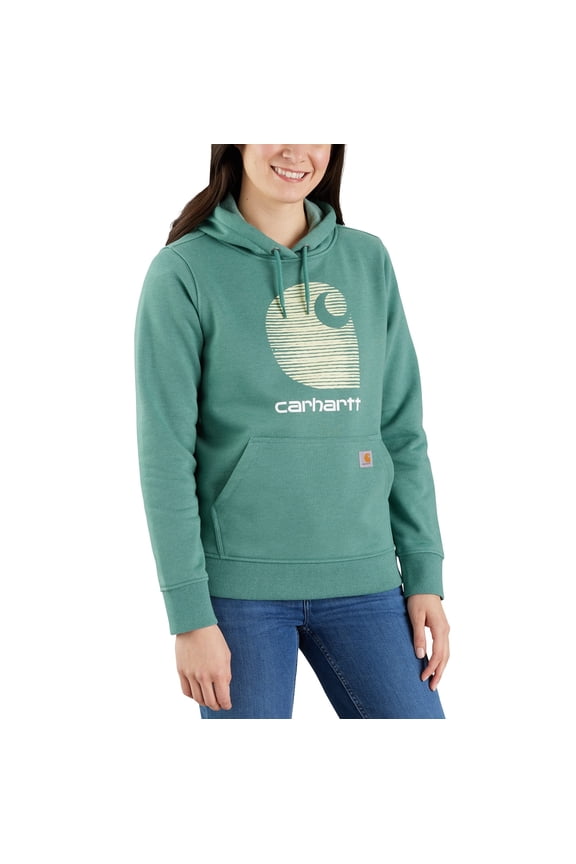 Women's Rain Defender Relaxed Fit Midweight C Logo Graphic Sweatshirt, Slate Green Heather, 1X Plus