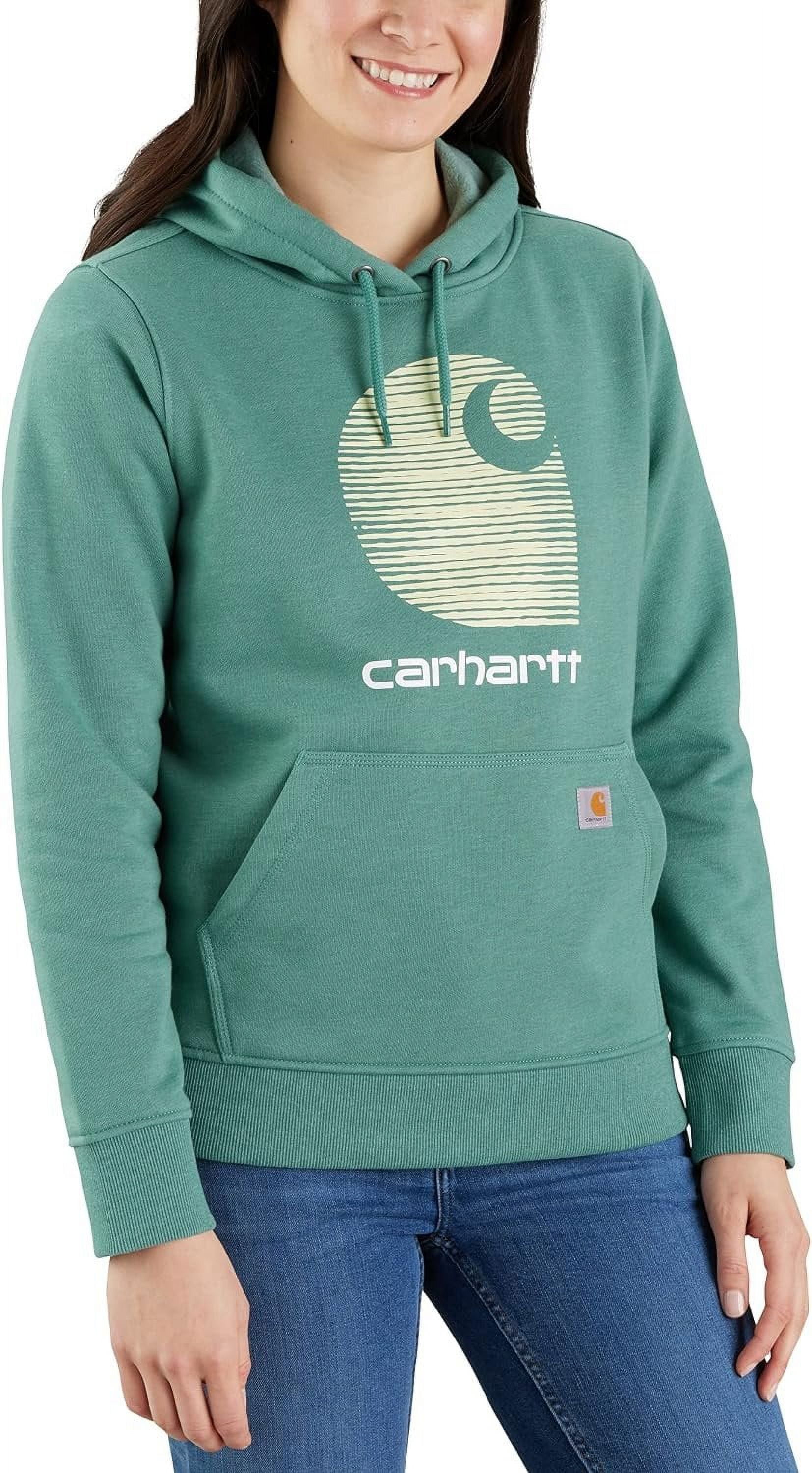 Carhartt Women s Rain Defender Relaxed Fit Midweight C Logo Graphic Sweatshirt Slate Green Heather XX Large Walmart