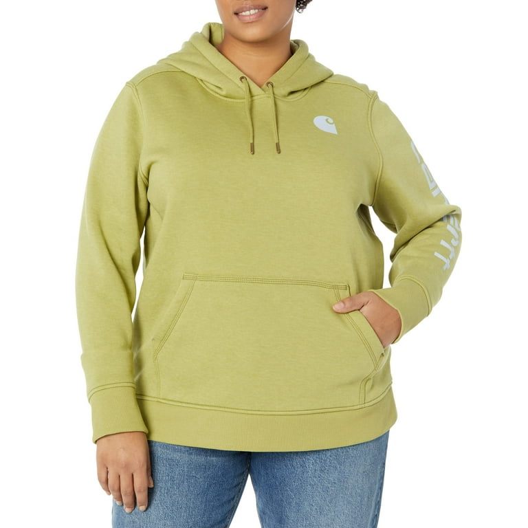 Carhartt Women s Relaxed Fit Midweight Logo Sleeve Graphic Sweatshirt Green Olive Heather Walmart
