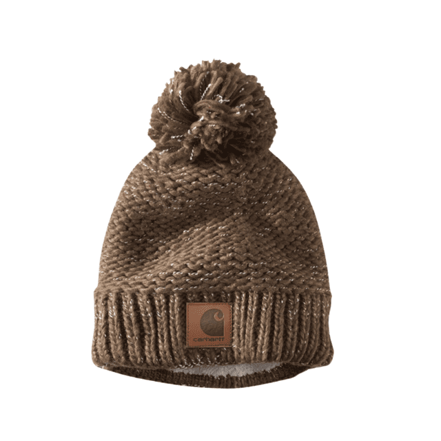 Carhartt Women's Rib Knit SherpaLined Pom Beanie Caffe, One Size