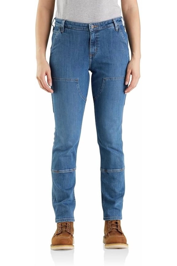 Womens Rugged Flex Relaxed Fit Double Front Jeans, Linden, 12 Short