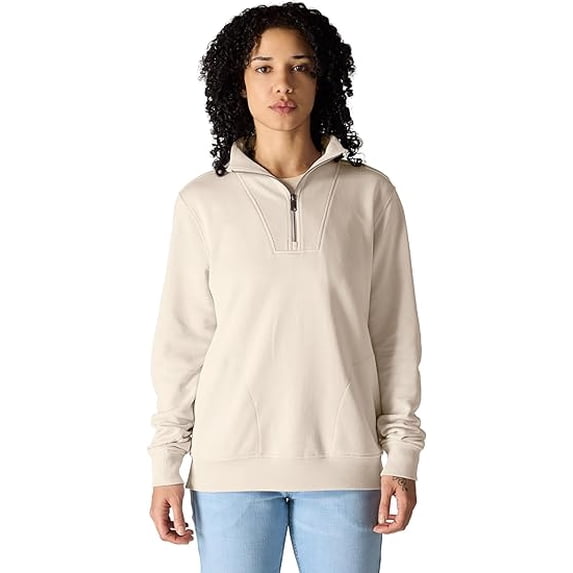 Carhartt Women's Tencel™ Fiber Series Relaxed Fit Half-zip Sweatshirt, Oat Milk, 2X