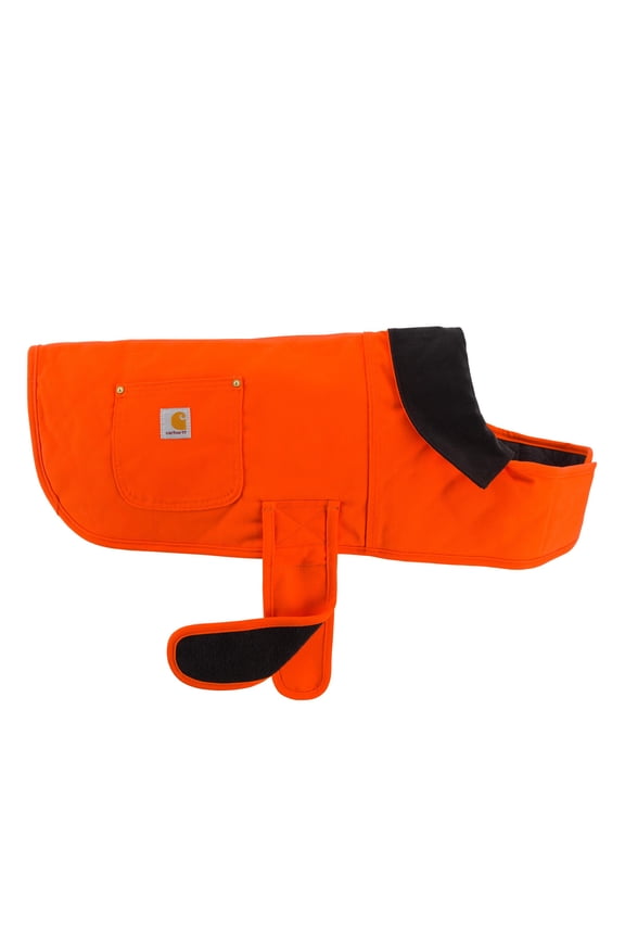 Workwear Firm Duck Insulated Dog Coat, Hunter Orange and Brass