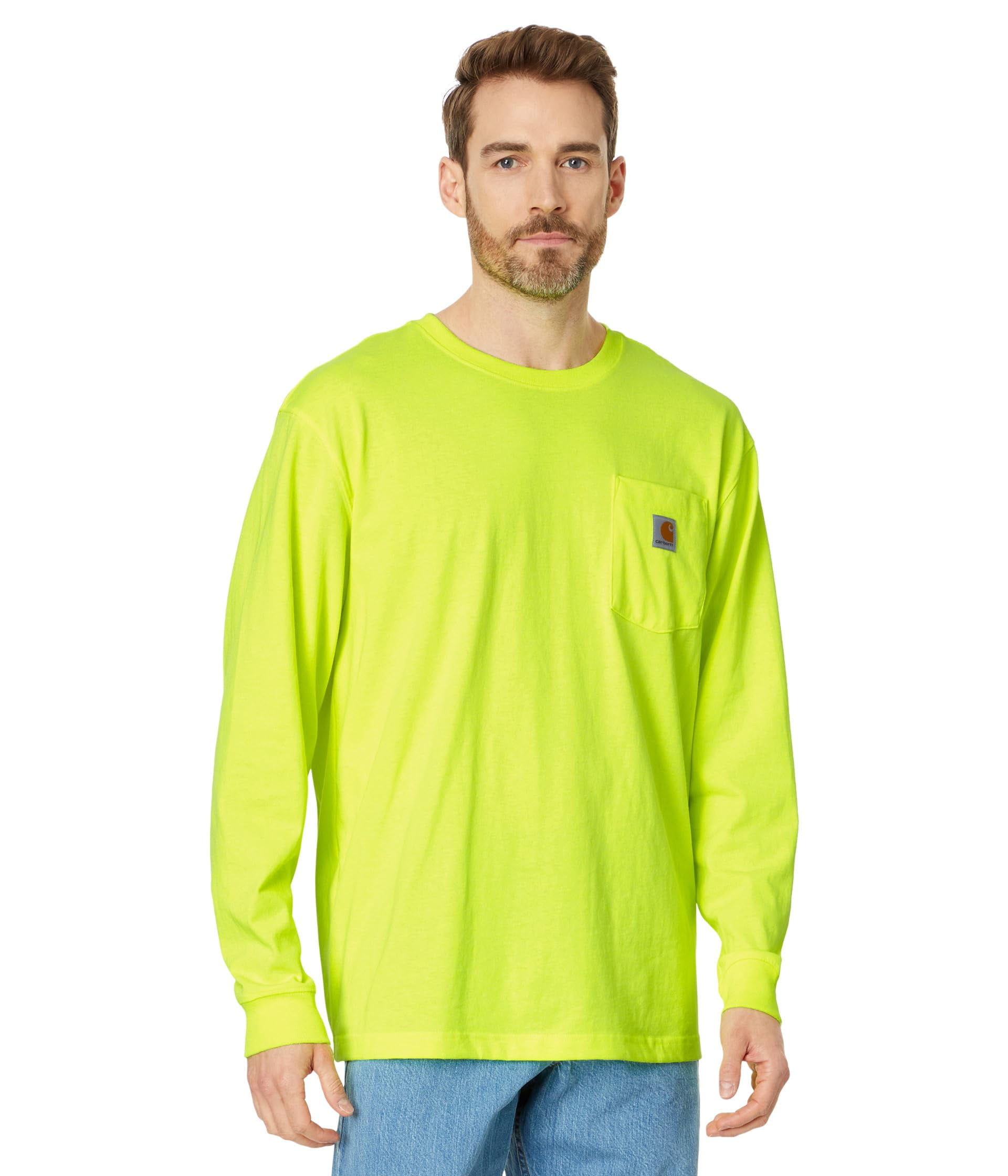 Carhartt Workwear Pocket L/FS Tee (Mens, Brite Lime, SM (Reg), One Size ...