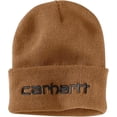 thumbnail image 1 of Carhartt mens Knit Insulated Logo Graphic Cuffed Beanie Cold Weather Hat, Carhartt Brown, One Size US, 1 of 1