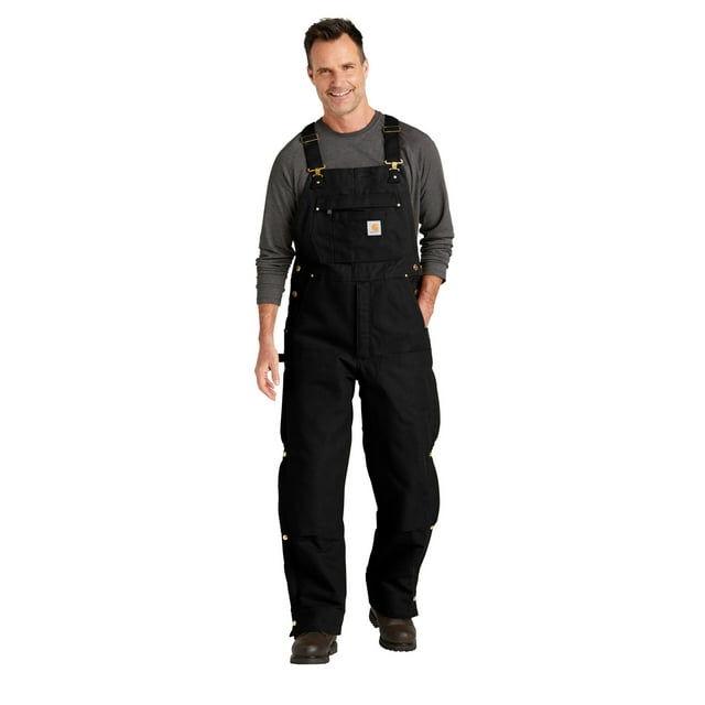 Carhartt mens Loose Fit Firm Duck Insulated Bib Overall Work Utility Outerwear, Black, Small US