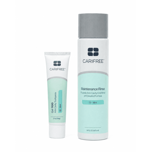 CariFree Prevention Kit Anticavity, Dye-Free, Enamel-Safe Cavity Protection Toothpaste and Mouthwash Kit, Mint, 2 Piece