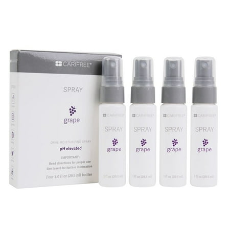 CariFree Oral Spray, Grape Flavored, Xylitol for Moisturization, Neutralizes pH, Fluoride-Free, Freshen Breath, Recommended by Dentists, 4 Bottles (1 fl. oz. Each)