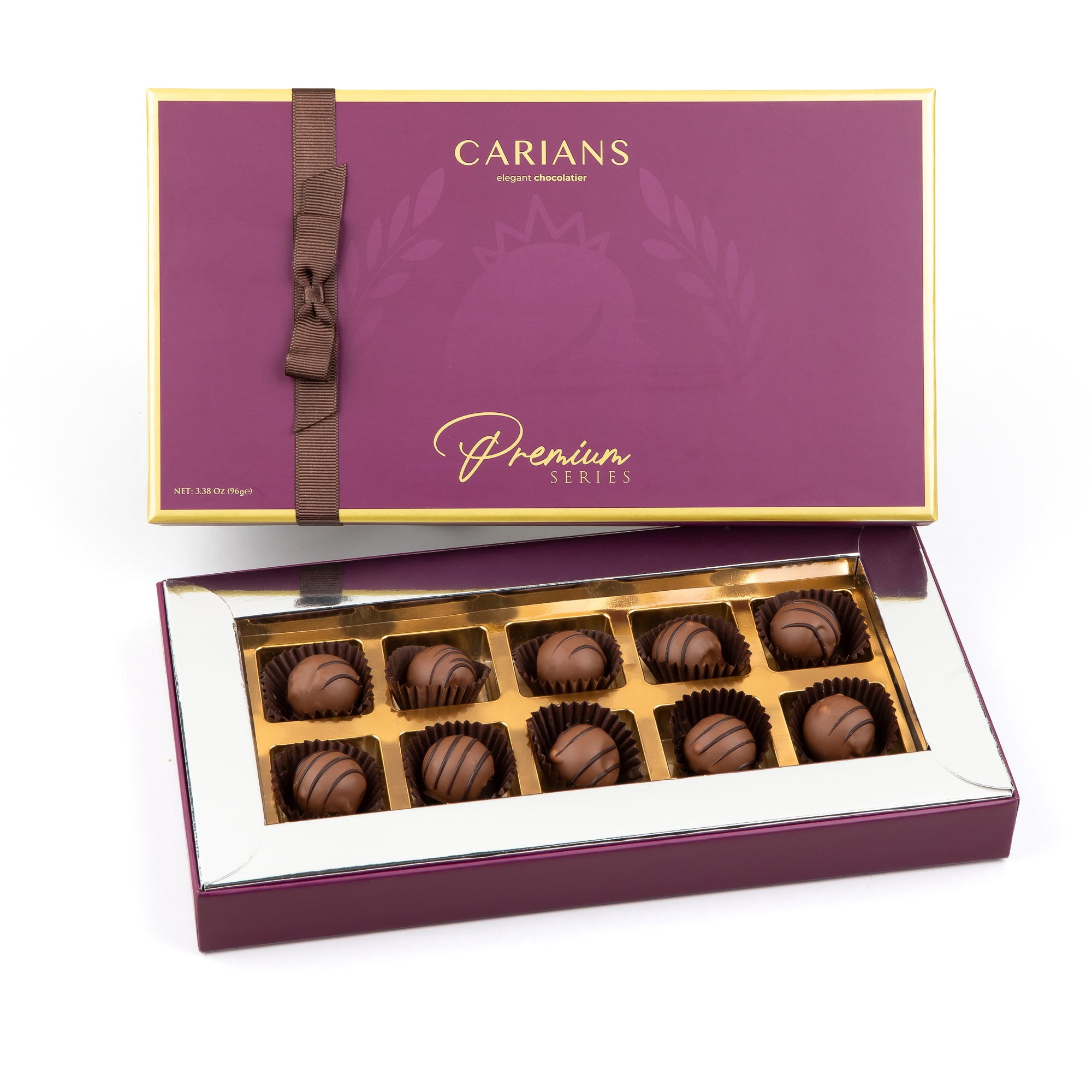 Carian's Bistro Assorted Dark Chocolate Gift Box, Purple Box with Brown ...