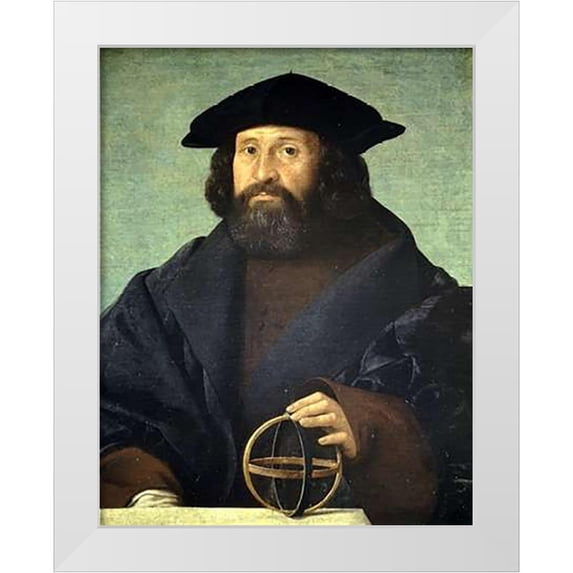 Cariani, Giovanni 26x32 White Modern Wood Framed Museum Art Print Titled - Portrait of An Astronomer