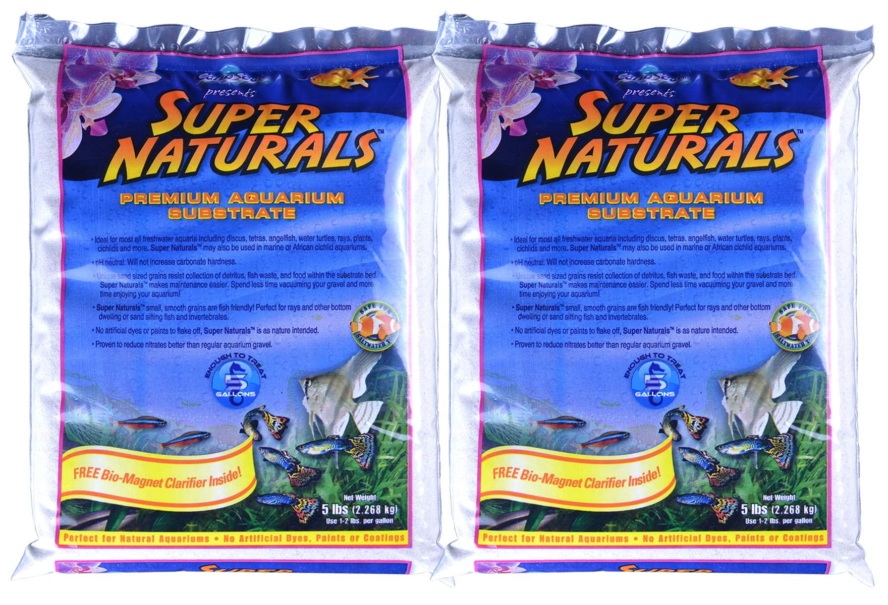 Carib Sea Super Natural Moonlight Sand for Aquarium, 5Pound (2 Pack