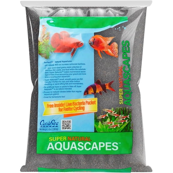 CaribSea Super Natural Midnight River Sand - 10 lbs - Fine Black Substrate for Freshwater Aquariums & Aquascaping, Supports Plants & Natural Habitat