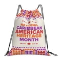 thumbnail image 1 of Caribbean American Heritage Month Drawstring Backpack Sackpack String Bag Cinch Waterproof Bags for Gym Sports Yoga Travel Beach Swimming shopping, 1 of 1