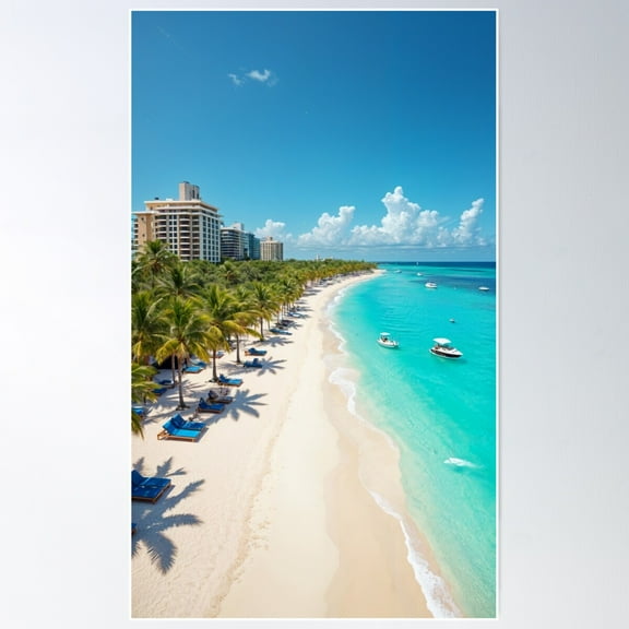 Caribbean Beach Poster Wall Art, Modern Wall Decor For Living Room Bedroom, 24x36 UNFRAMED