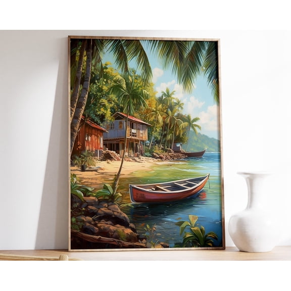 Caribbean Beach Print Tropical Seascape Wall Art