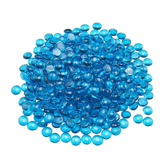 Caribbean Blue Fire Glass Beads,10 lbs 3/4"Reflective Fire Pit Rocks for Outdoor Fire Tables,Heat Resistant Landscaping Stones