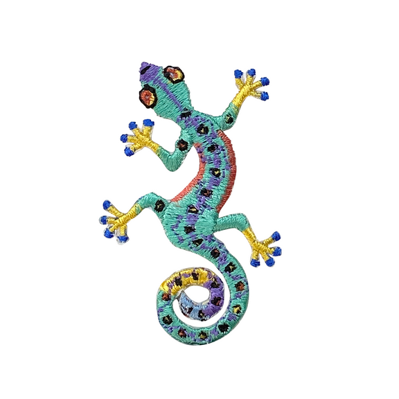 Caribbean Blue Gecko Lizard, Embroidered, Iron-on Patch
